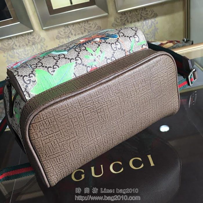 GUCCI 古馳女包 新款 427042 pvc刺繡 古奇奢侈品女包 花鳥印花圖案 雙肩包 女款背包